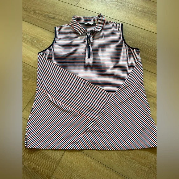 Lady Hagen Tops Lady Hagen Striped Sleeveless Womens Zip